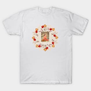 Dry Leaves of Autumn, Woman and TEACUP for Welcome Halloween! T-Shirt